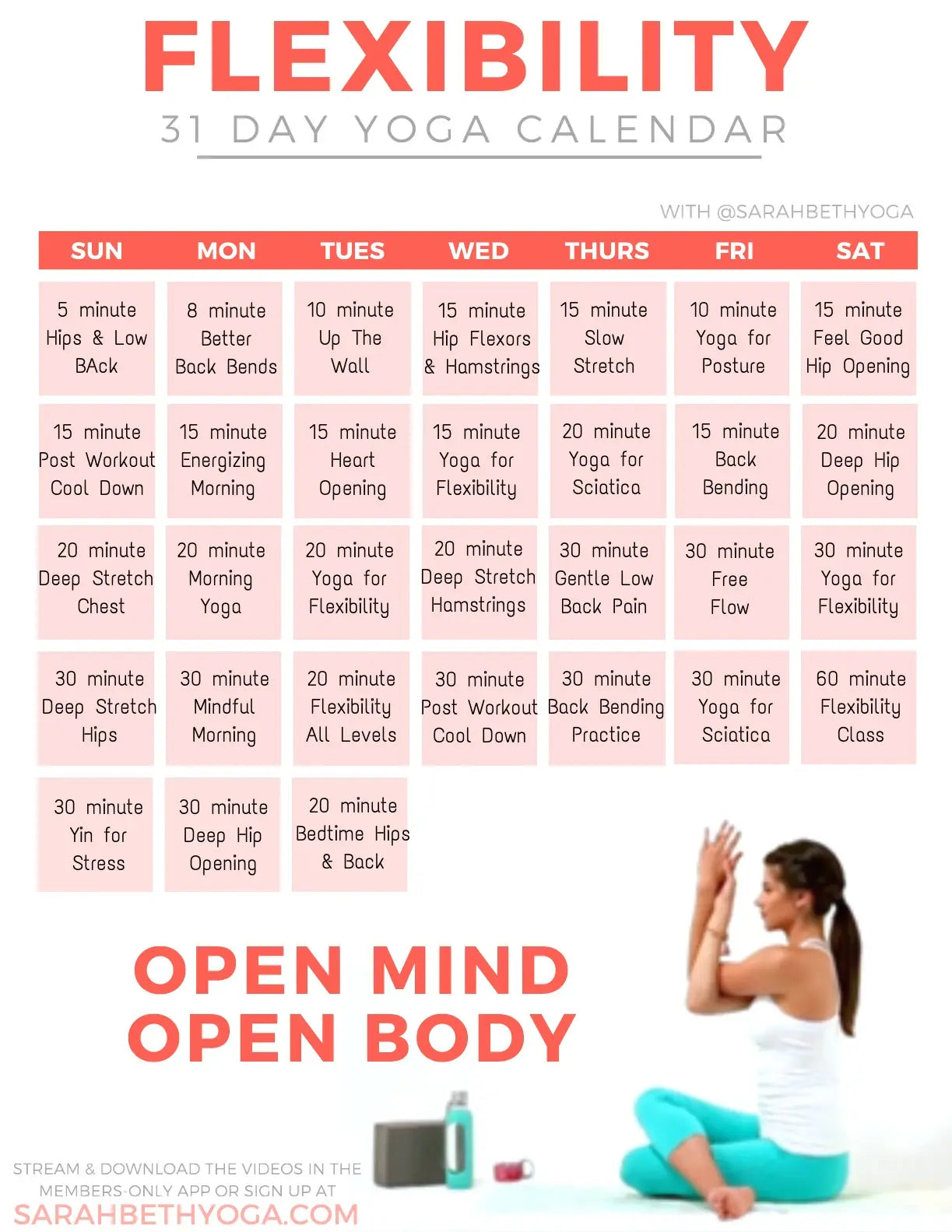 31 Day FLEXIBILITY Calendar